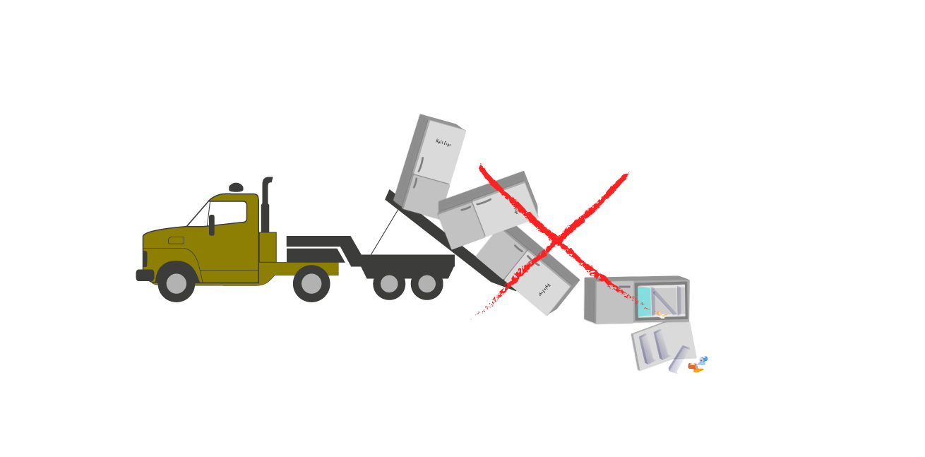 Gr&ouml;n stor truck som h&auml;ller n&aring;gra kylsk&aring;p p&aring; backen s&aring; de g&aring;r s&ouml;nder